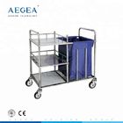 AG-SS010 غرفة جناح المريض تنظيف عربة خلع الملابس الطبية مع أربع عجلات