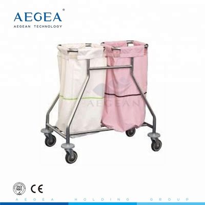 AG-SS019 مع اثنين من خلع الملابس كيس تنظيف غرفة المريض تنظيف المستشفى عربة العربة