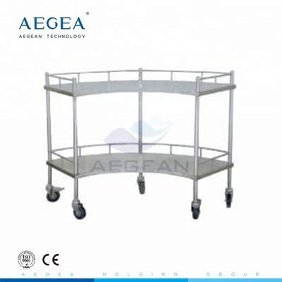 AG-SS007 غرفة العمليات الجراحية إطار معدني مروحة شكل عربات العرض المستشفى مع اثنين من الرفوف